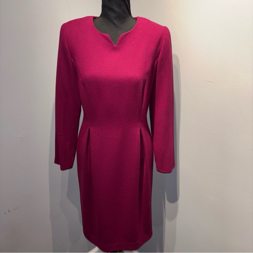 Vintage‎ Maggy London Wool A-Line Dress Purple Long Sleeve Sz 6P Fully Lined